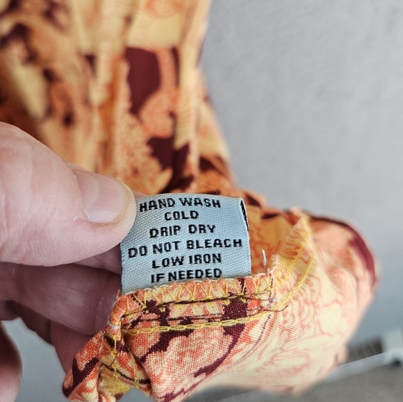 Nostalgia Womens Mixed Floral Boho Dress Sz L Mini Beachy Vacation - Picture 10 of 13